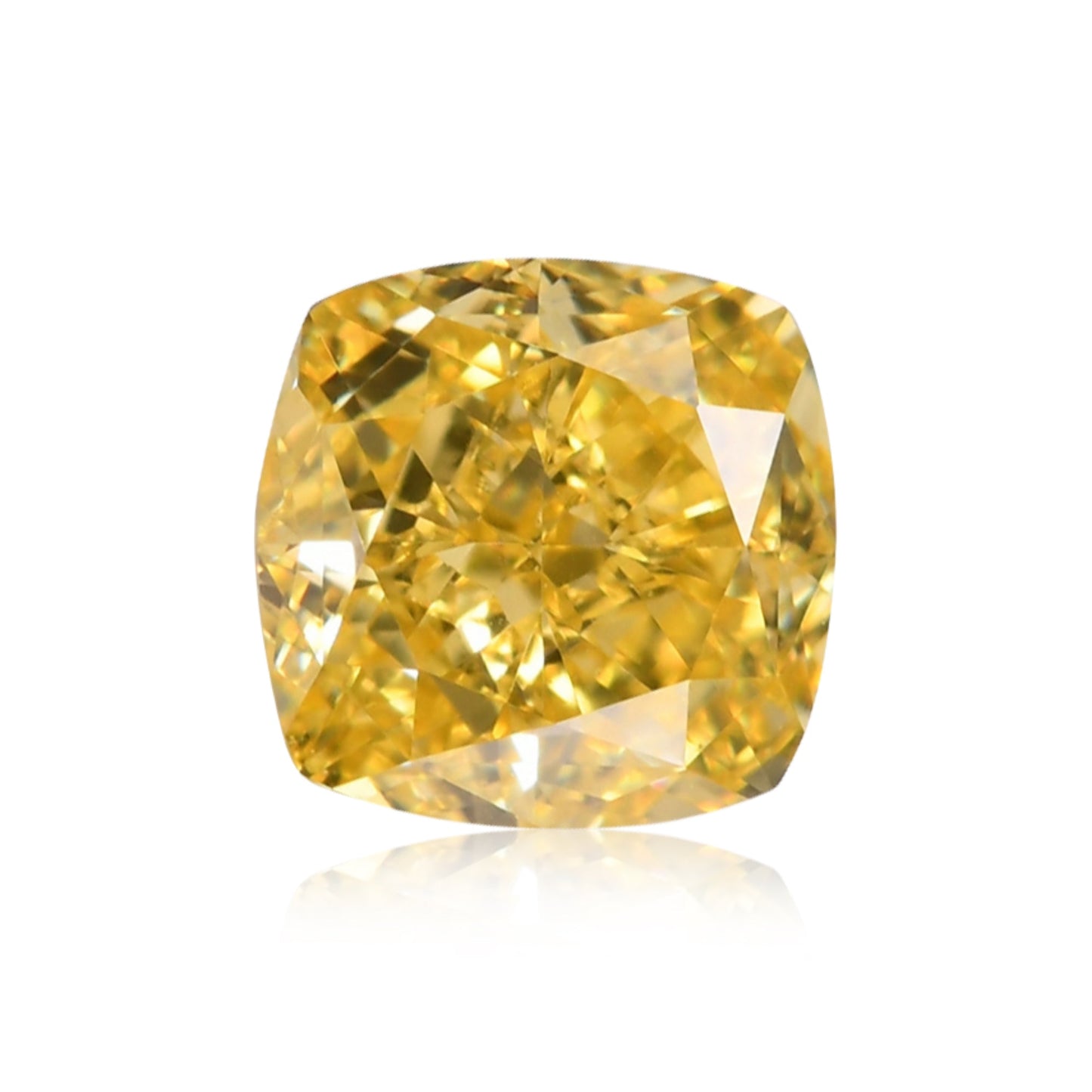 0,54 Karat Fancy Intense Yellow Cushion Diamond VS1 GIA