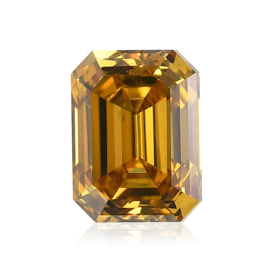 0,47 Karat Fancy Deep Brownish Orange Yellow Emerald Diamond VVS2 GIA