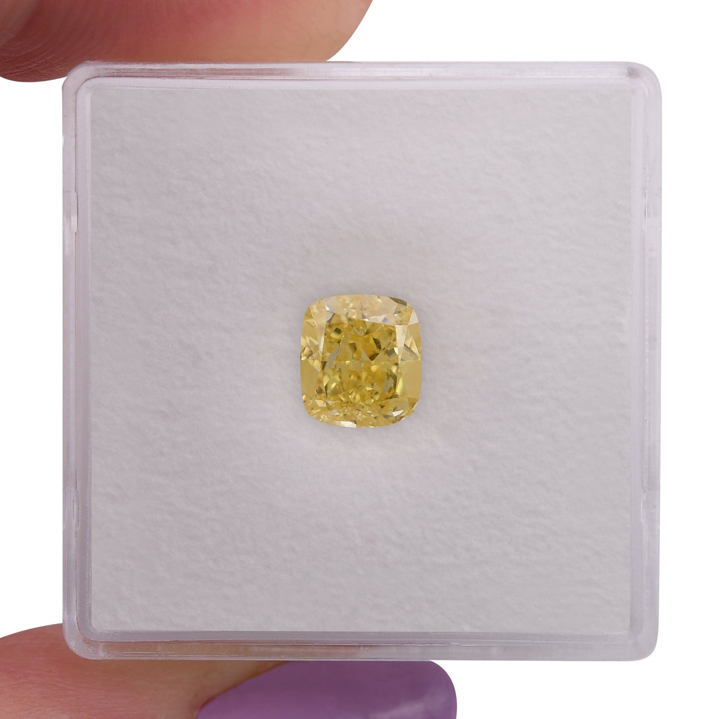 1.31 Carat Fancy Vivid Yellow Cushion Diamond IF GIA