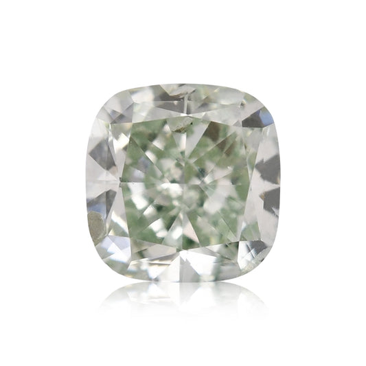 0,27 Karat Fancy Yellowish Green Cushion Diamond SI2 GIA
