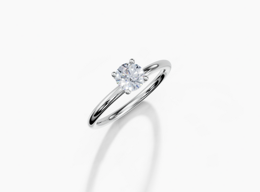 Platinum Round 0.5 Carat D/E/F VS/VVS Plain Plain 4Pr Diamond Ring