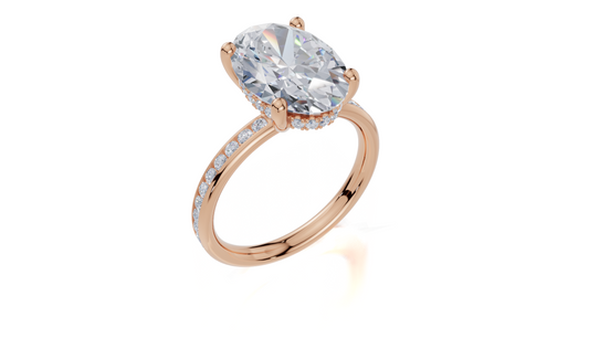 18ct Oval 4.00Carat G/H-CC SI Plain Channel Hidden Halo  Diamond Ring