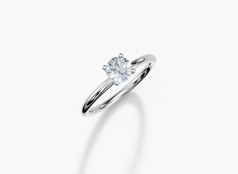 18K Round 0.3 Carat G/H SI Plain Plain 4Pr Diamond Ring