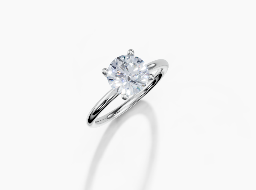 18K Round 1.5 Carat D/E/F VVS Plain Plain 4Pr Diamond Ring