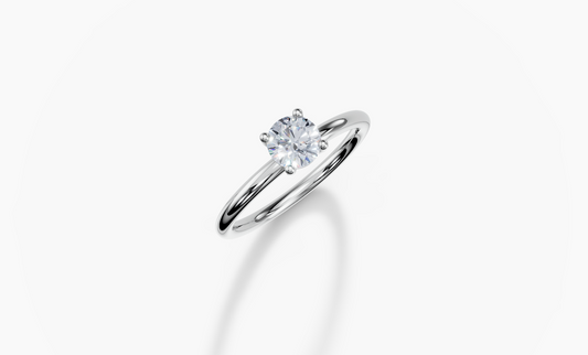 18K Round 0.3 Carat G/H SI Plain Plain 4Pr Diamond Ring