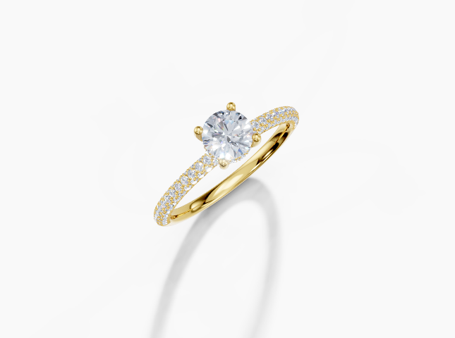 18K Round 0.3 Carat G/H SI Plain U Micro Hidden Halo Diamond Ring