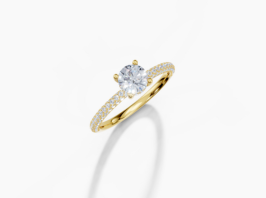 18K Round 0.3 Carat G/H SI Plain U Micro Hidden Halo Diamond Ring