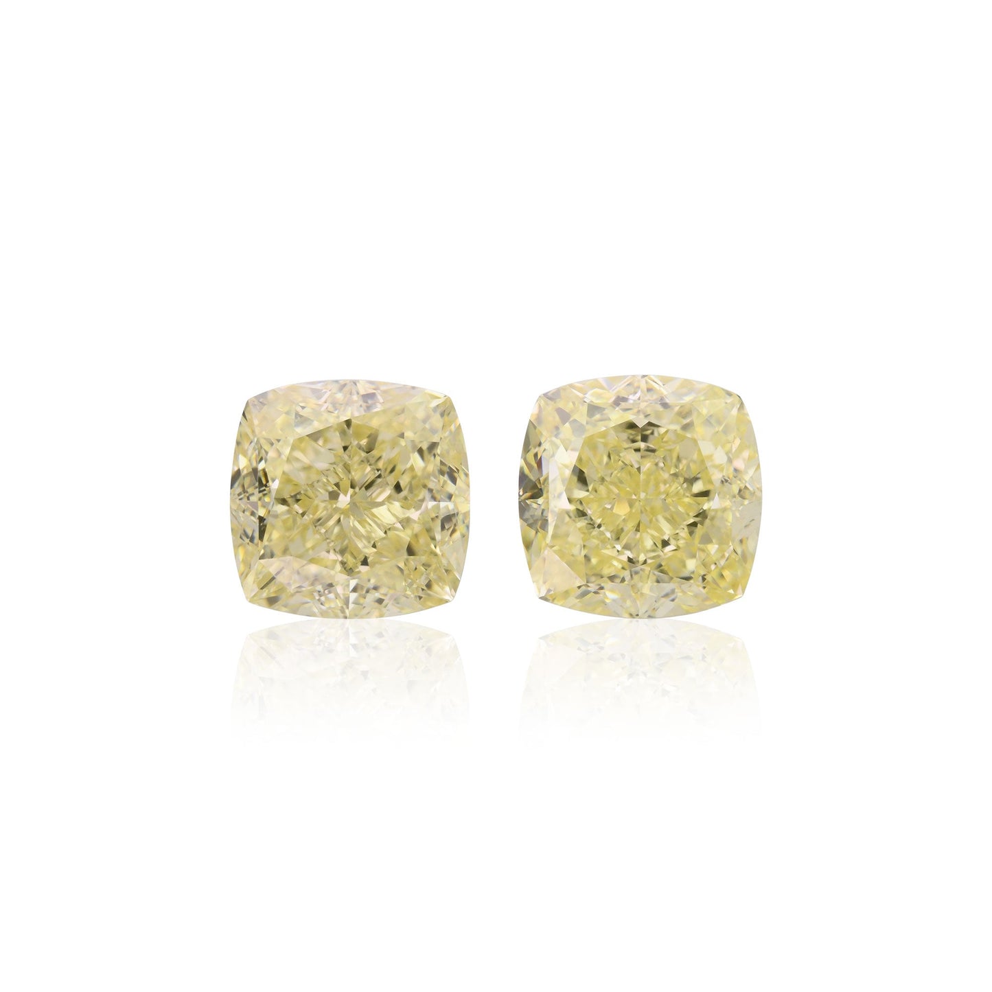 6.04 Carat Light Yellow Cushion Diamonds VS1 GIA Pair