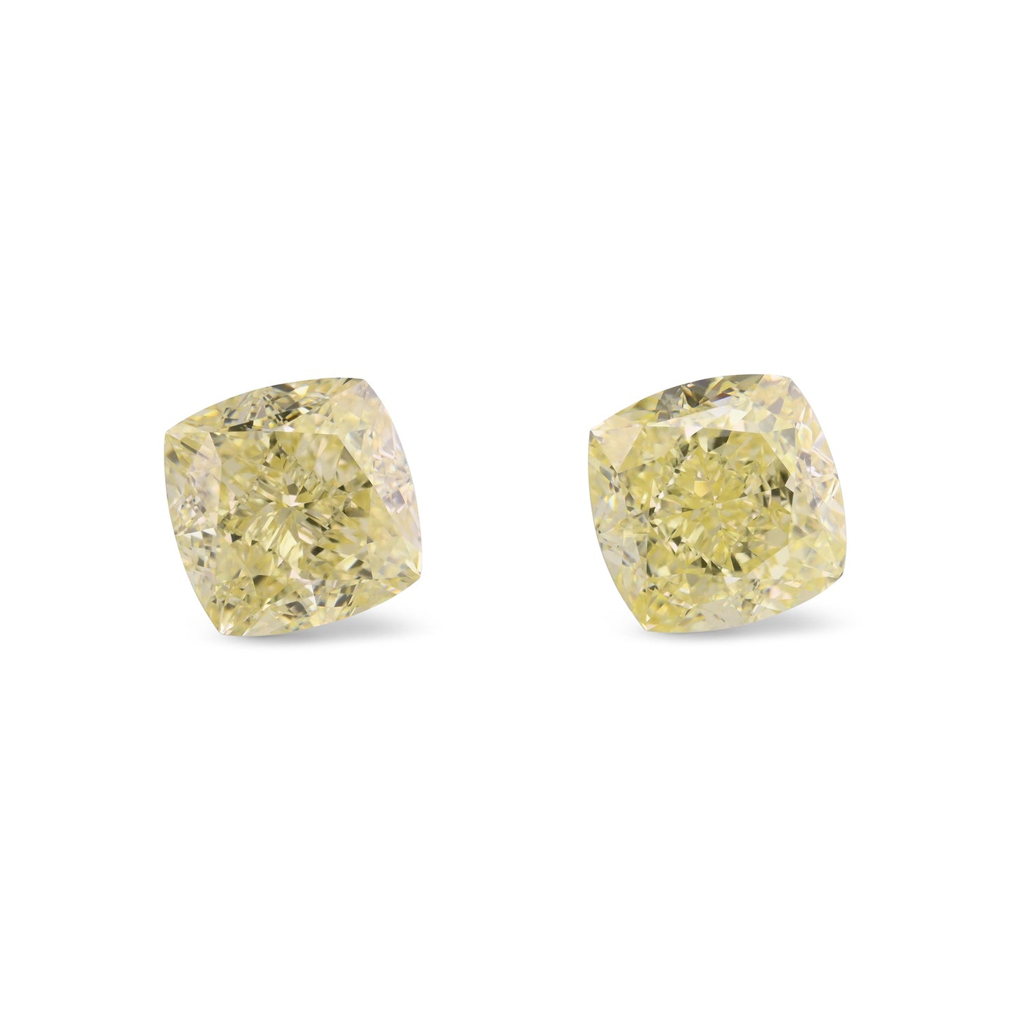 6.04 Carat Light Yellow Cushion Diamonds VS1 GIA Pair