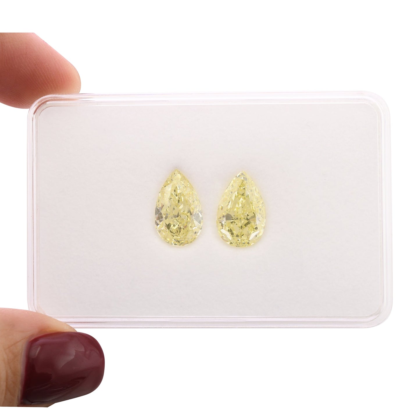 6.22 Carat Light Yellow Pear Diamonds VS2 and VS1 GIA Pair