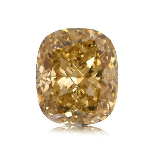 4,50 Karat Fancy Deep Brownish Yellow Cushion Diamond SI2 GIA