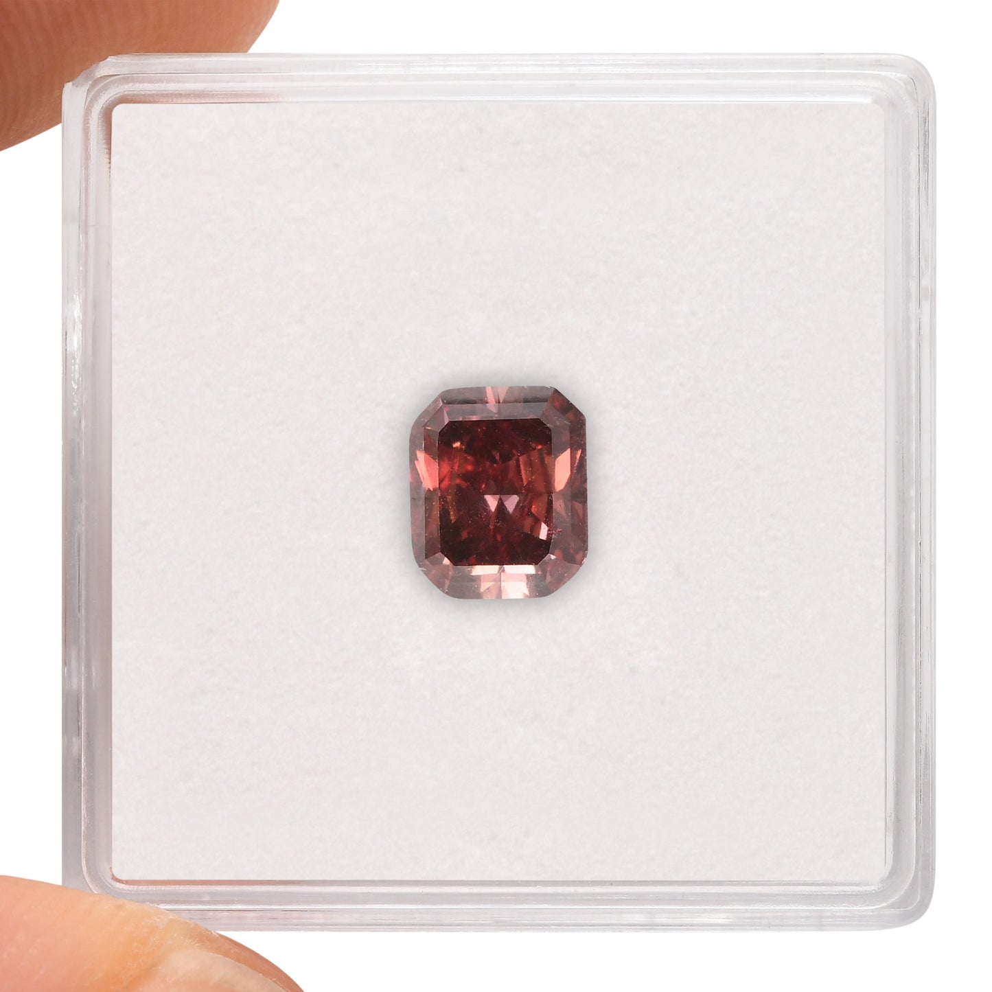 1.29 Carat Fancy Deep Orangy Pink Radiant Diamond SI1 GIA