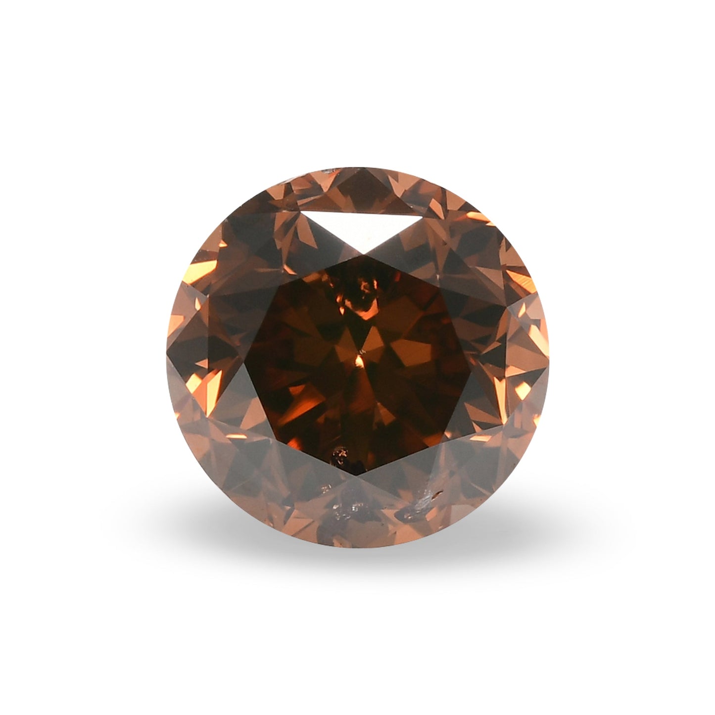 1.03 Carat Fancy Deep Orange Brown Round Diamond (I1) GIA