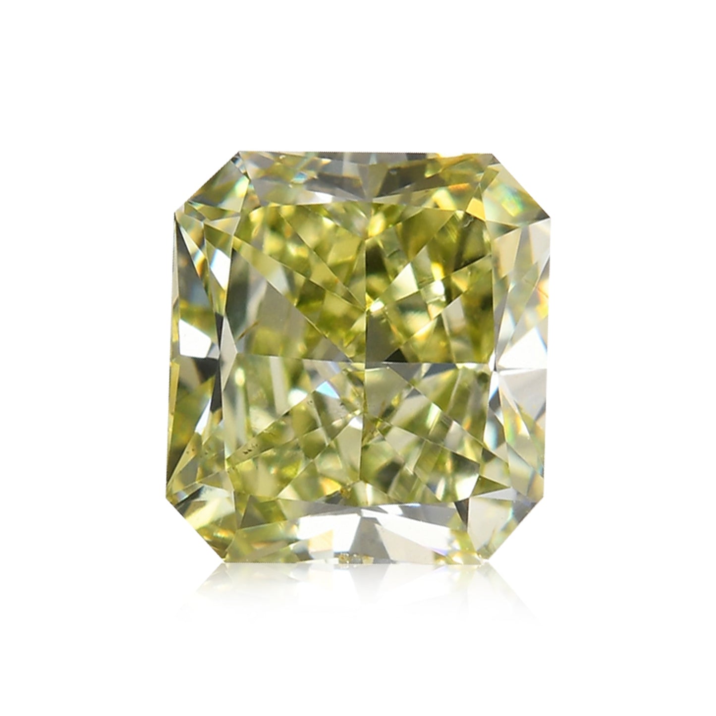 0.91 Carat Fancy Intense Yellow Green Radiant Diamond SI1 GIA