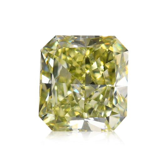 0.91 Carat Fancy Intense Yellow Green Radiant Diamond SI1 GIA