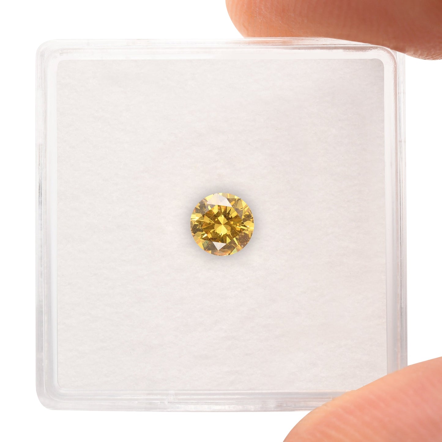 0.38 Carat Fancy Vivid Yellow Round Brilliant Diamond I1 GIA