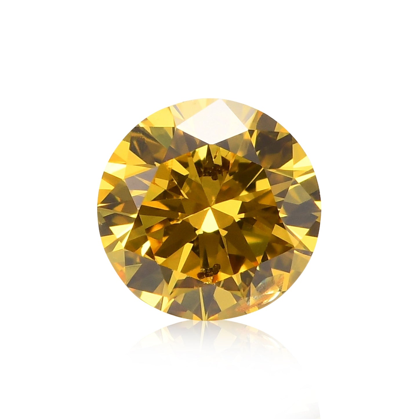 0.38 Carat Fancy Vivid Yellow Round Brilliant Diamond I1 GIA