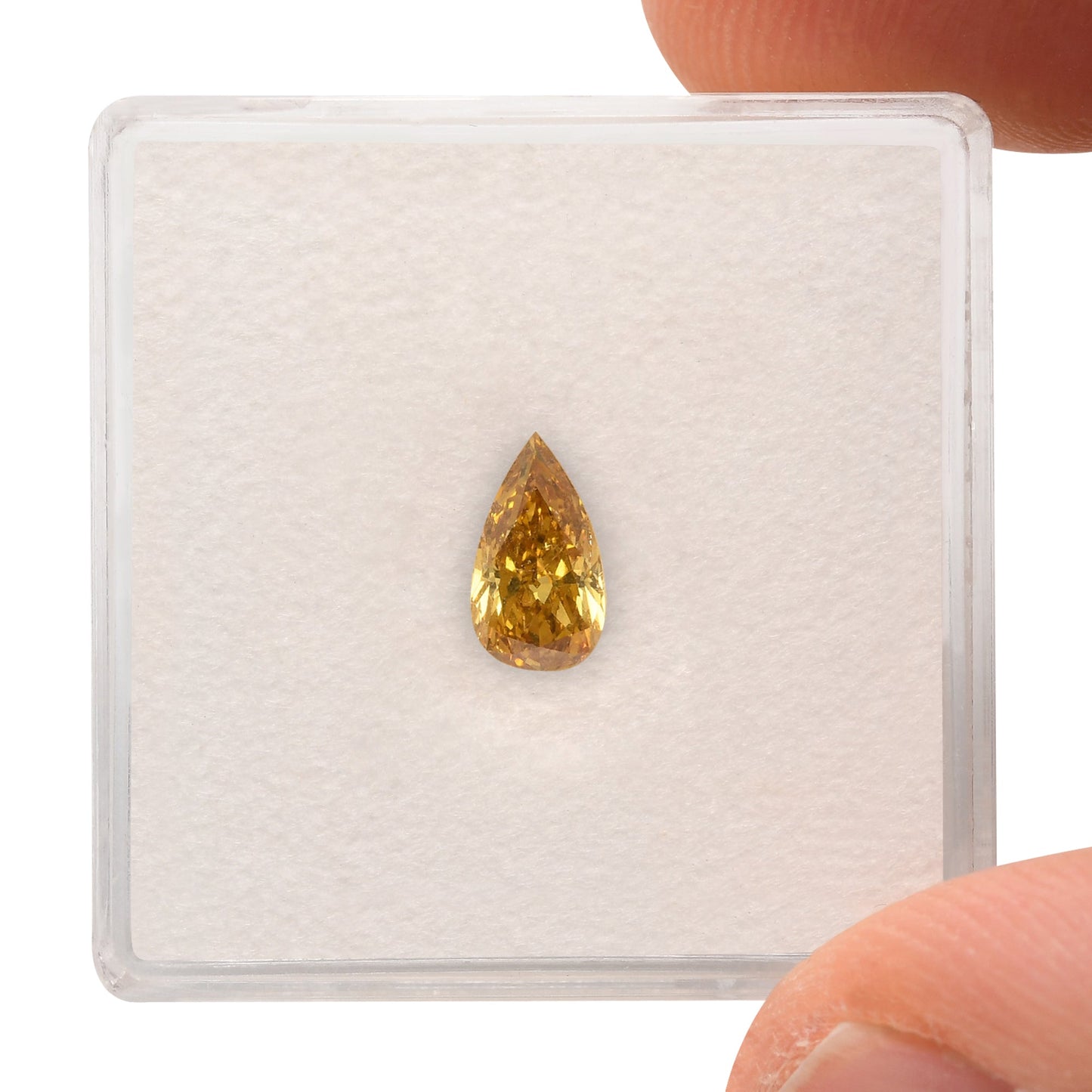0,56 Karat Fancy Deep Brownish Orange Yellow Pear Diamond SI2 GIA