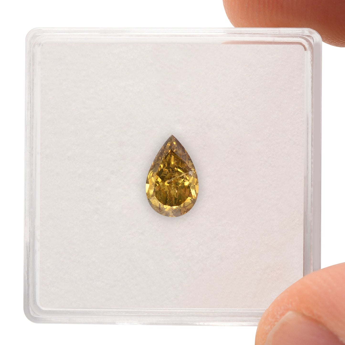 0.70 Carat Fancy Deep Brownish Greenish Yellow Pear Diamond SI1 GIA