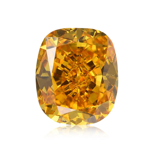 0.55 Carat Fancy Vivid Orangy Yellow Cushion Diamond SI1 GIA
