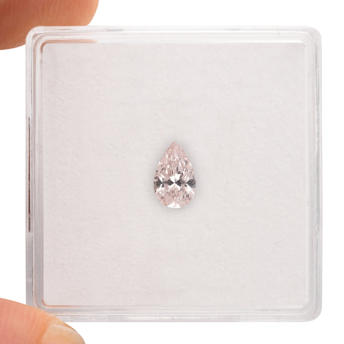 0.40 Carat Fancy Light Orangy Pink Pear Diamond SI1 GIA
