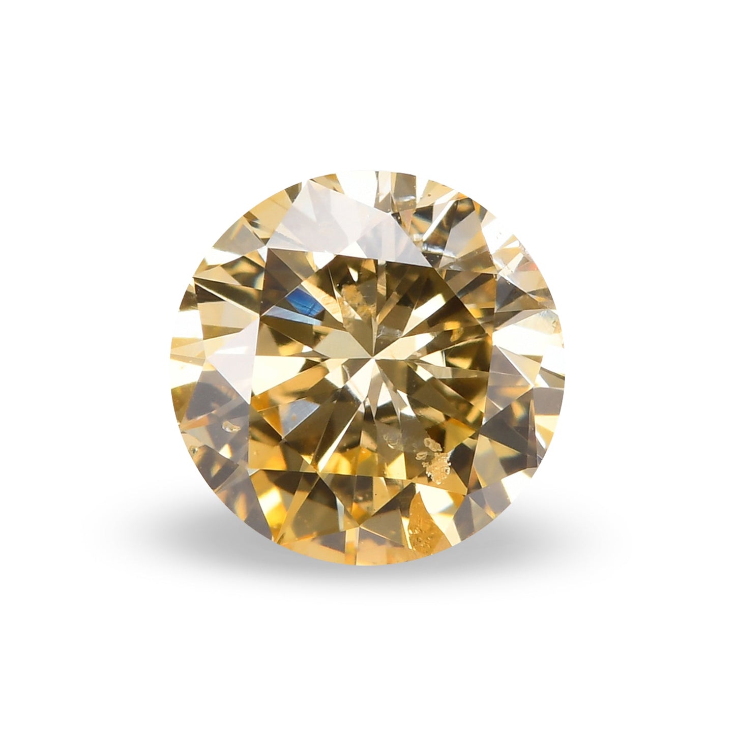1.00 Carat Fancy Orangy Yellow Round Diamond (I1) GIA