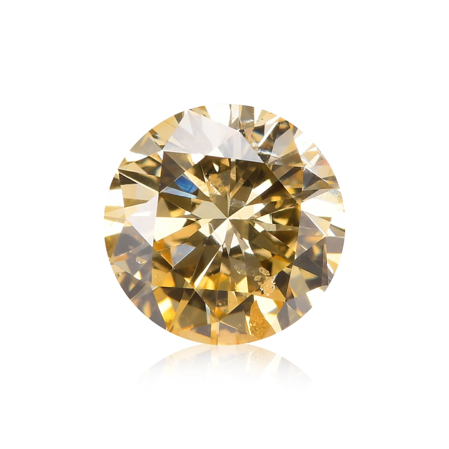 1.00 Carat Fancy Orangy Yellow Round Diamond (I1) GIA