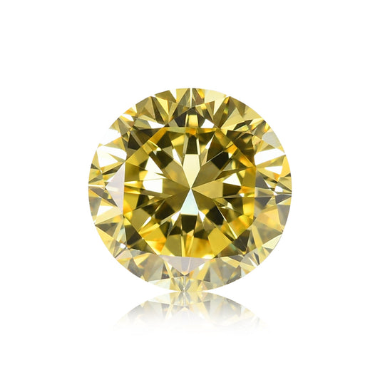 0.90 Carat Fancy Intense Yellow Round Brilliant Diamond VS2 GIA