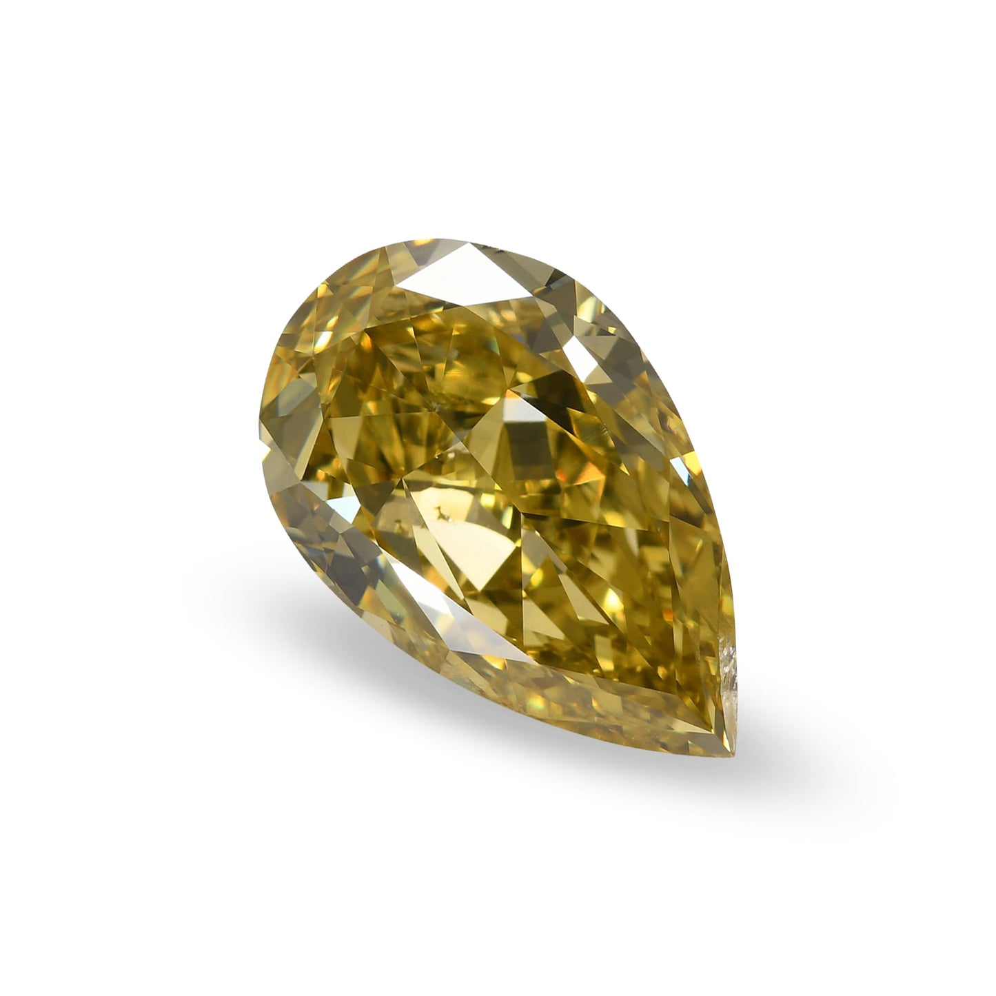 4.02 Carat Fancy Deep Brownish Greenish Yellow Pear Diamond VS2 GIA