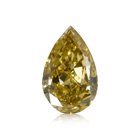 4,02 Karat Fancy Deep Brownish Greenish Yellow Birnenförmiger Diamant VS2 GIA