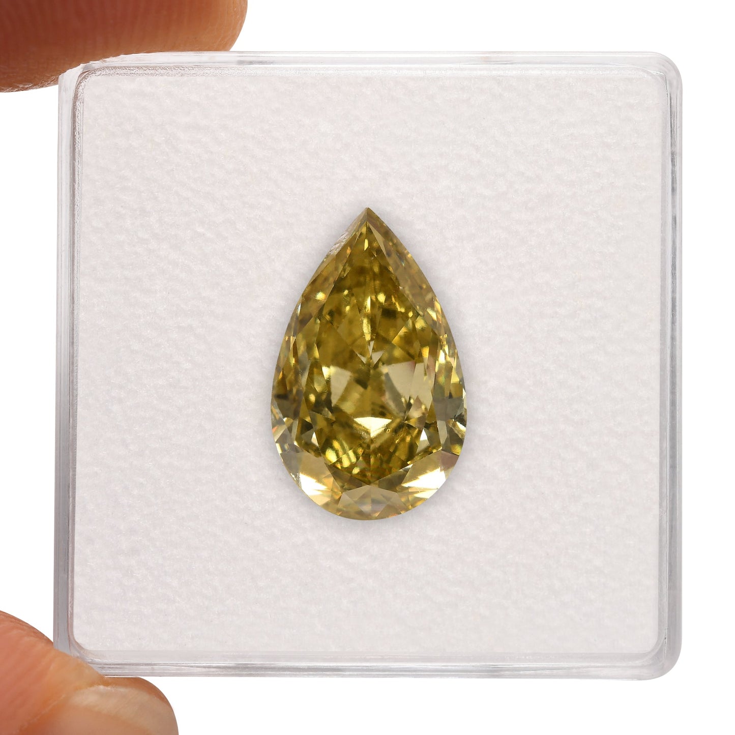 4.02 Carat Fancy Deep Brownish Greenish Yellow Pear Diamond VS2 GIA