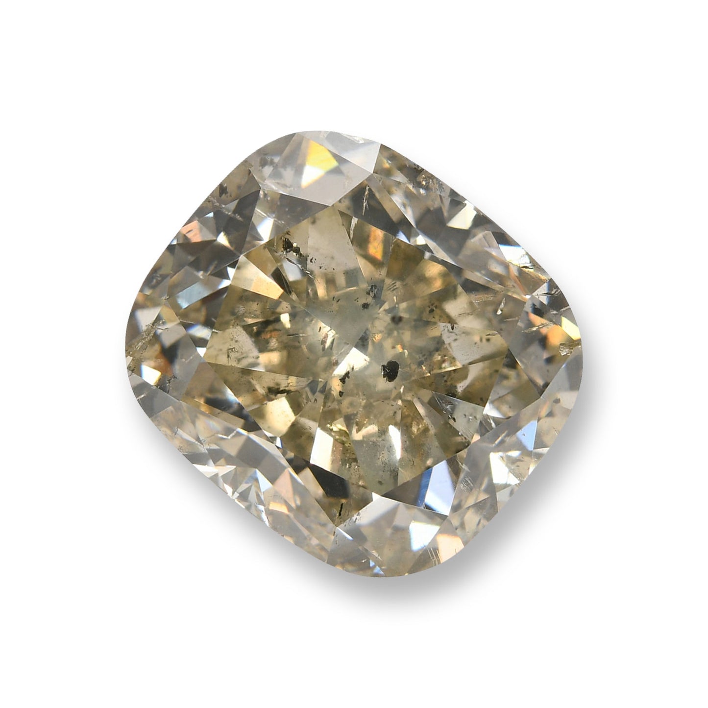 8.13 Carat Fancy Brown Greenish Yellow Cushion Diamond (I1) GIA