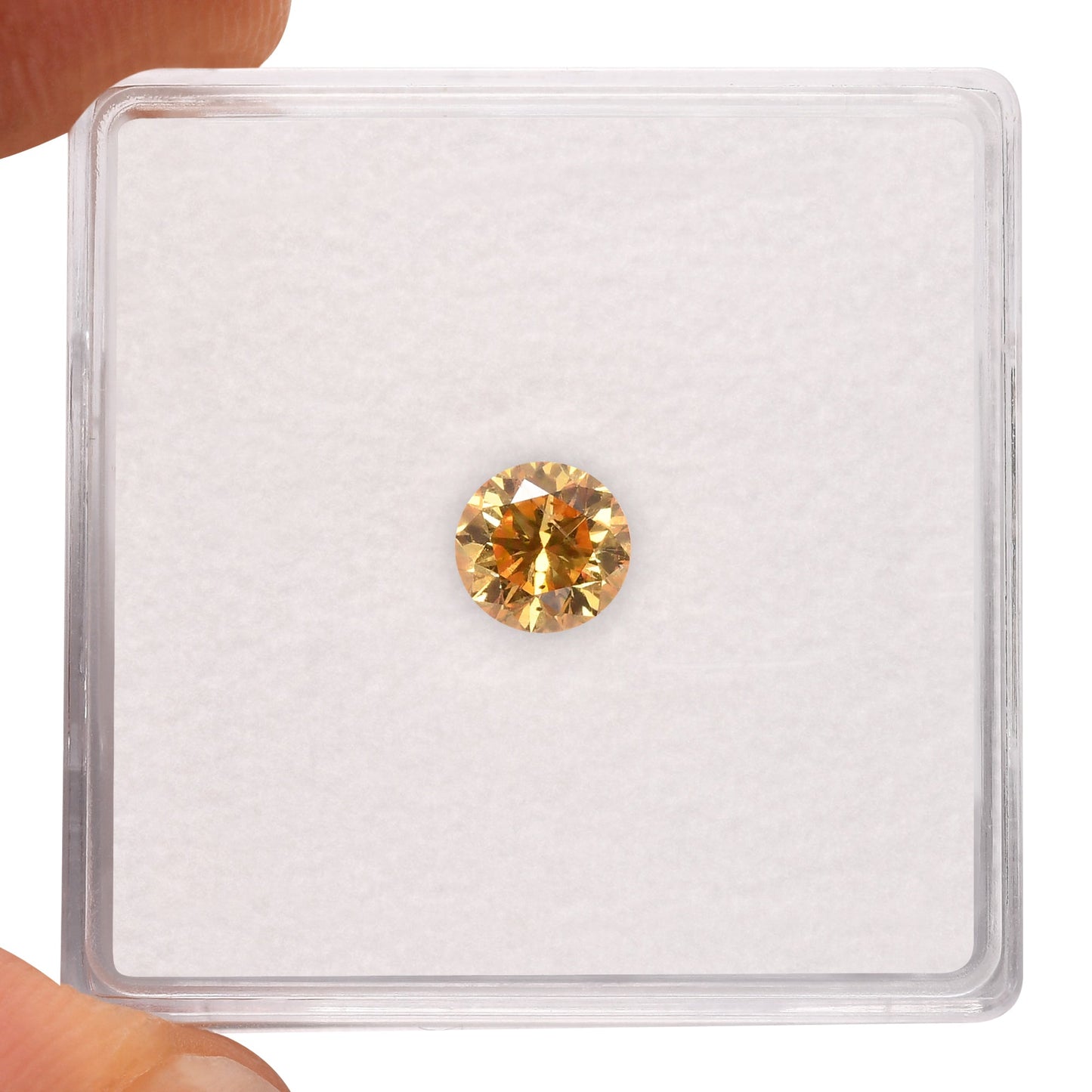 0.53 Carat Fancy Intense Orange Yellow Round Brilliant Diamond SI2 GIA