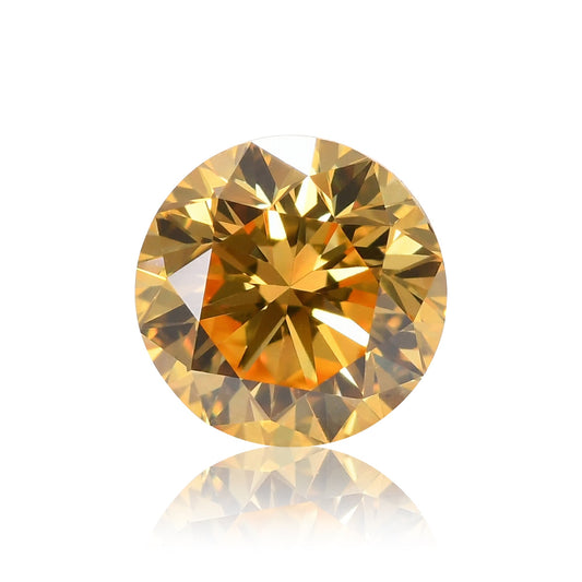 0.53 Carat Fancy Intense Orange Yellow Round Brilliant Diamond SI2 GIA