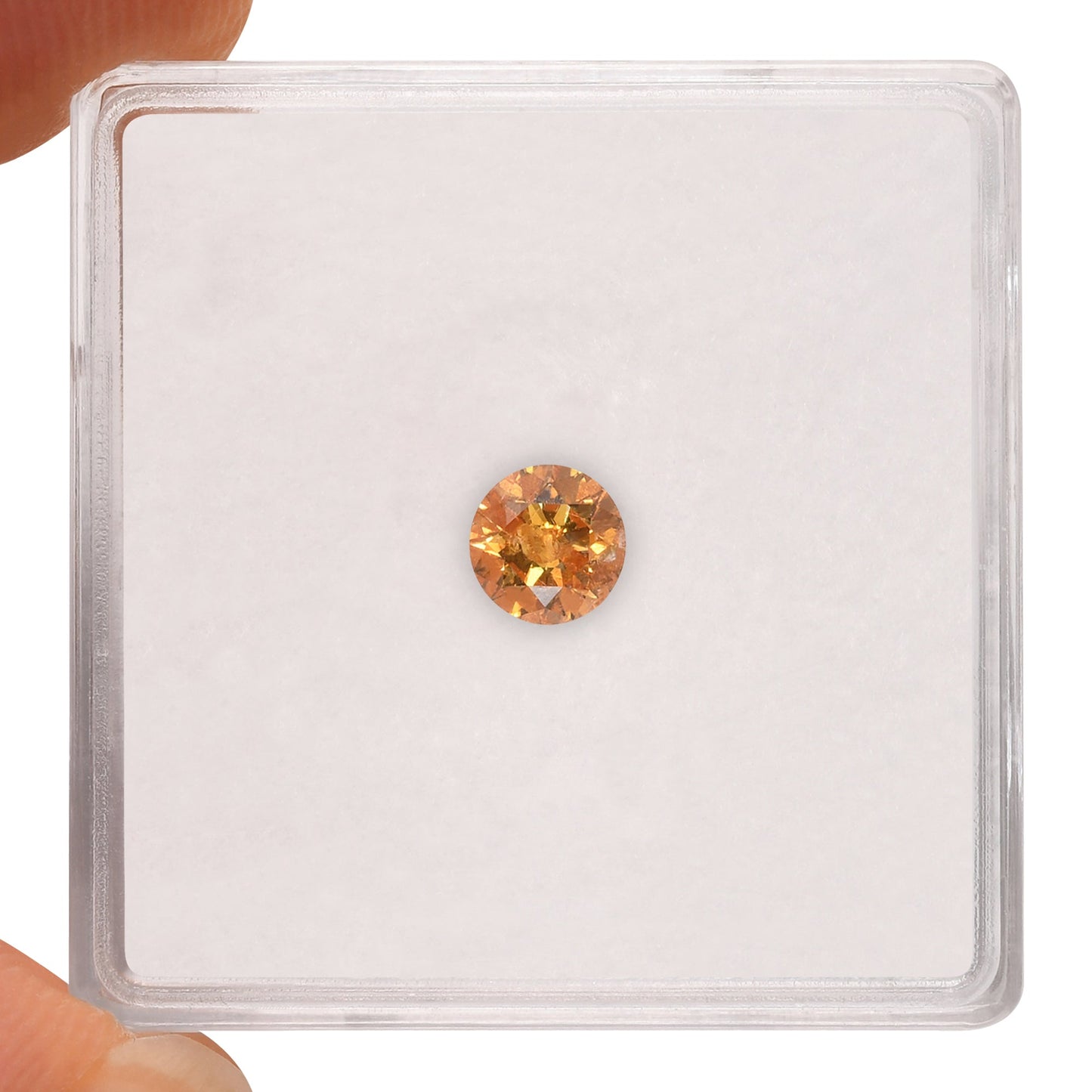0.42 Carat Fancy Vivid Orange Yellow Round Brilliant Diamond (I1) GIA