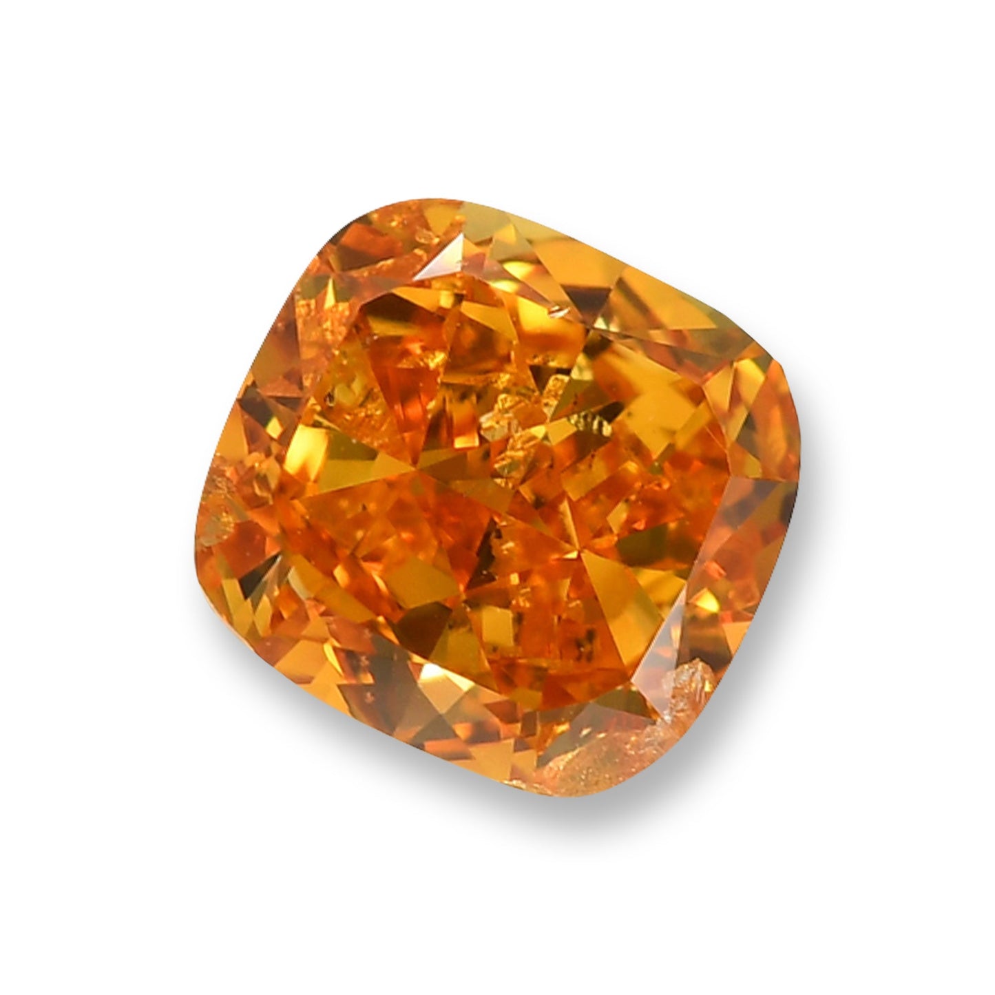 0,89 Karat Fancy Deep Yellow Orange Cushion Diamond I1 GIA