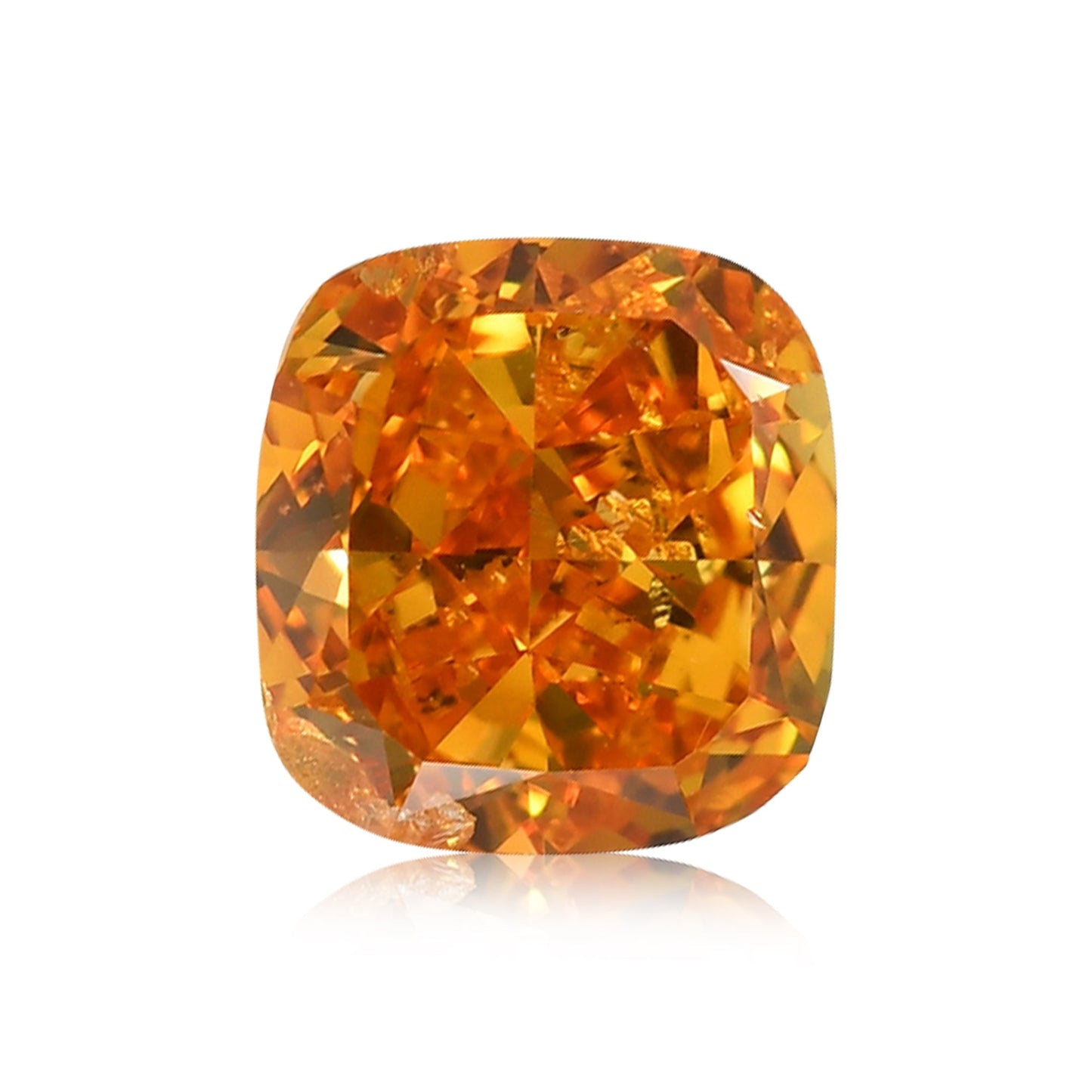0,89 Karat Fancy Deep Yellow Orange Cushion Diamond I1 GIA