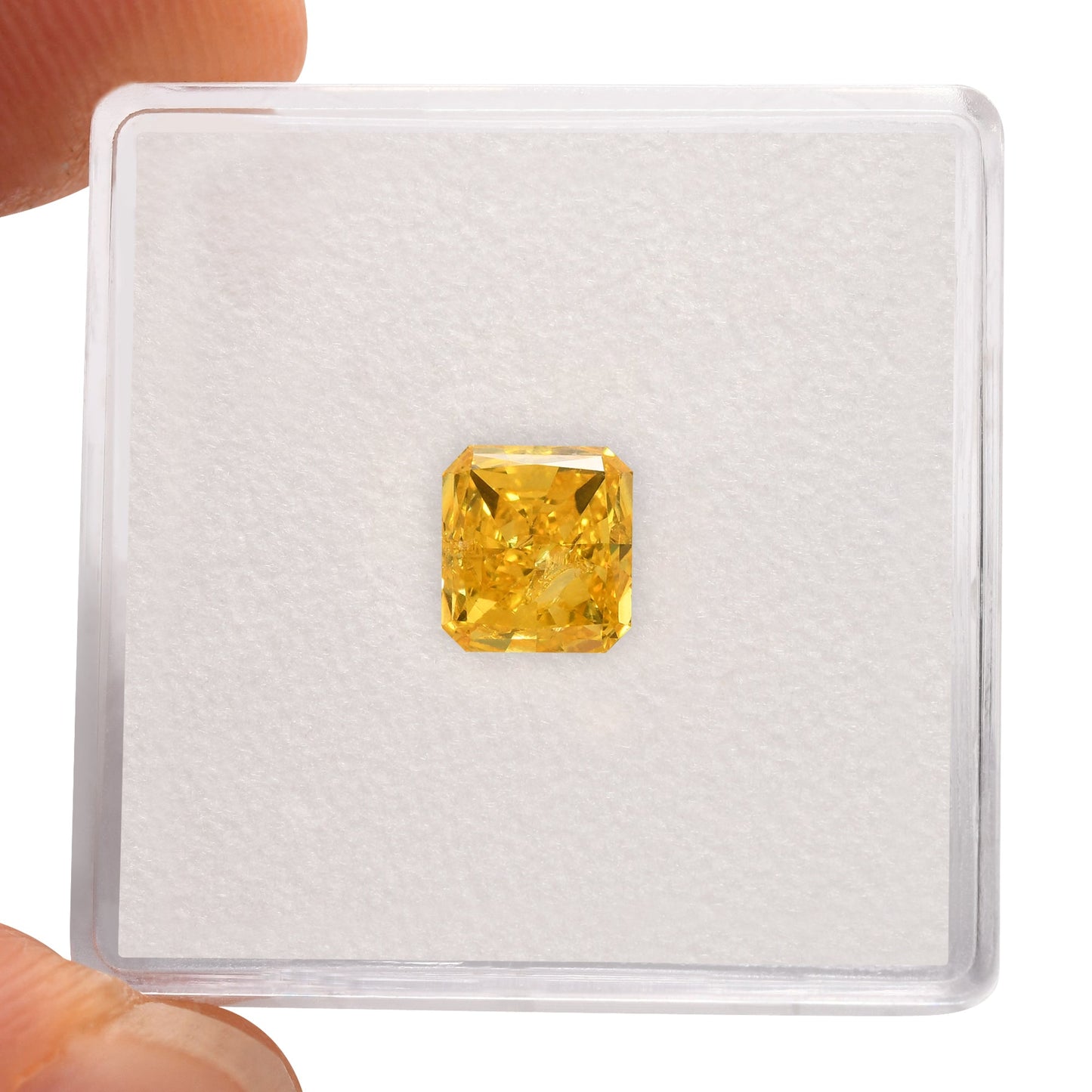 1.01 Carat Fancy Vivid Yellow Radiant Diamond (I1) GIA
