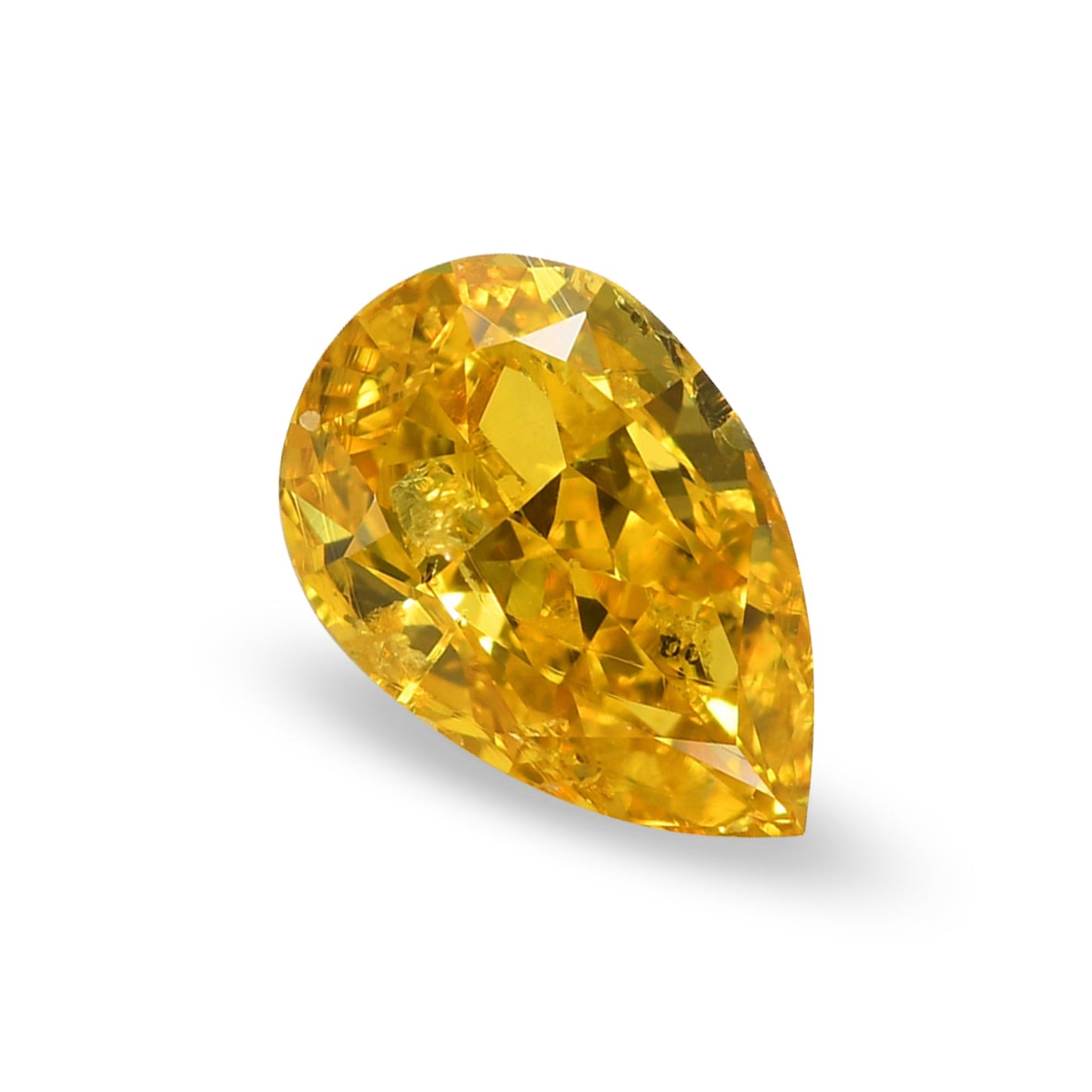 1.04 Carat Fancy Vivid Yellow Pear Diamond (I1) GIA