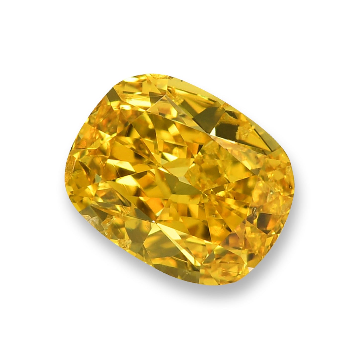 0.81 Carat Fancy Vivid Orangy Yellow Cushion Diamond SI2 GIA