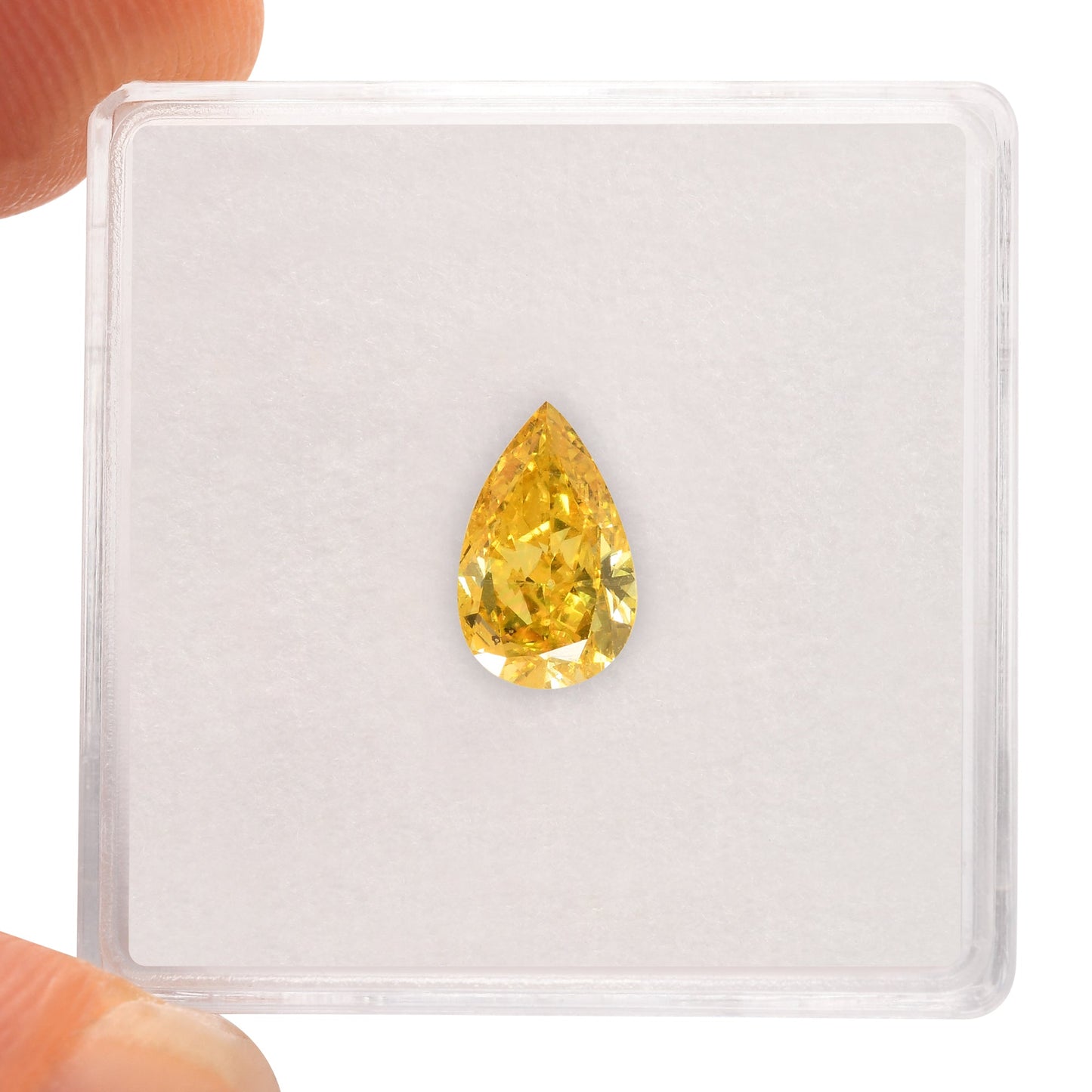 1.01 Carat Fancy Vivid Yellow Pear Diamond (I1) GIA