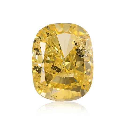 1,01 Karat Fancy Intense Yellow Cushion Diamond (I1) GIA