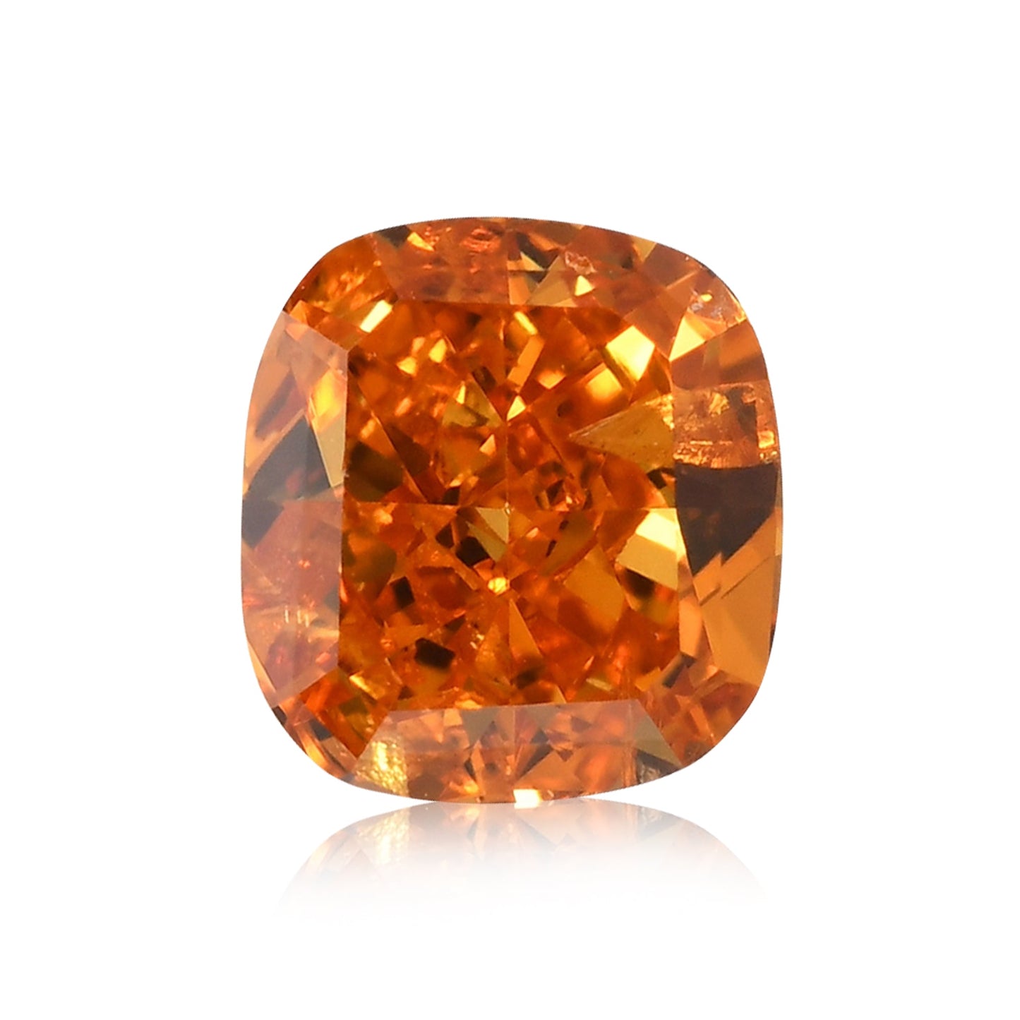 0.52 Carat Fancy Deep Yellowish Orange Cushion Diamond (I1) GIA