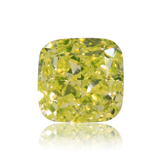 0.58 Carat Fancy Intense Yellow Green Cushion Diamond VVS2 GIA