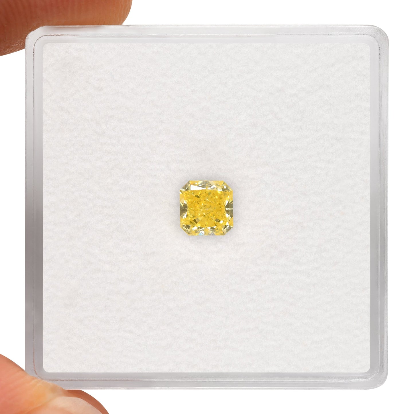 0.42 Carat Fancy Vivid Yellow Radiant Diamond SI2 GIA