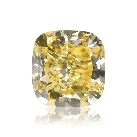 0.56 Carat Fancy Intense Yellow Cushion Diamond VVS2 GIA