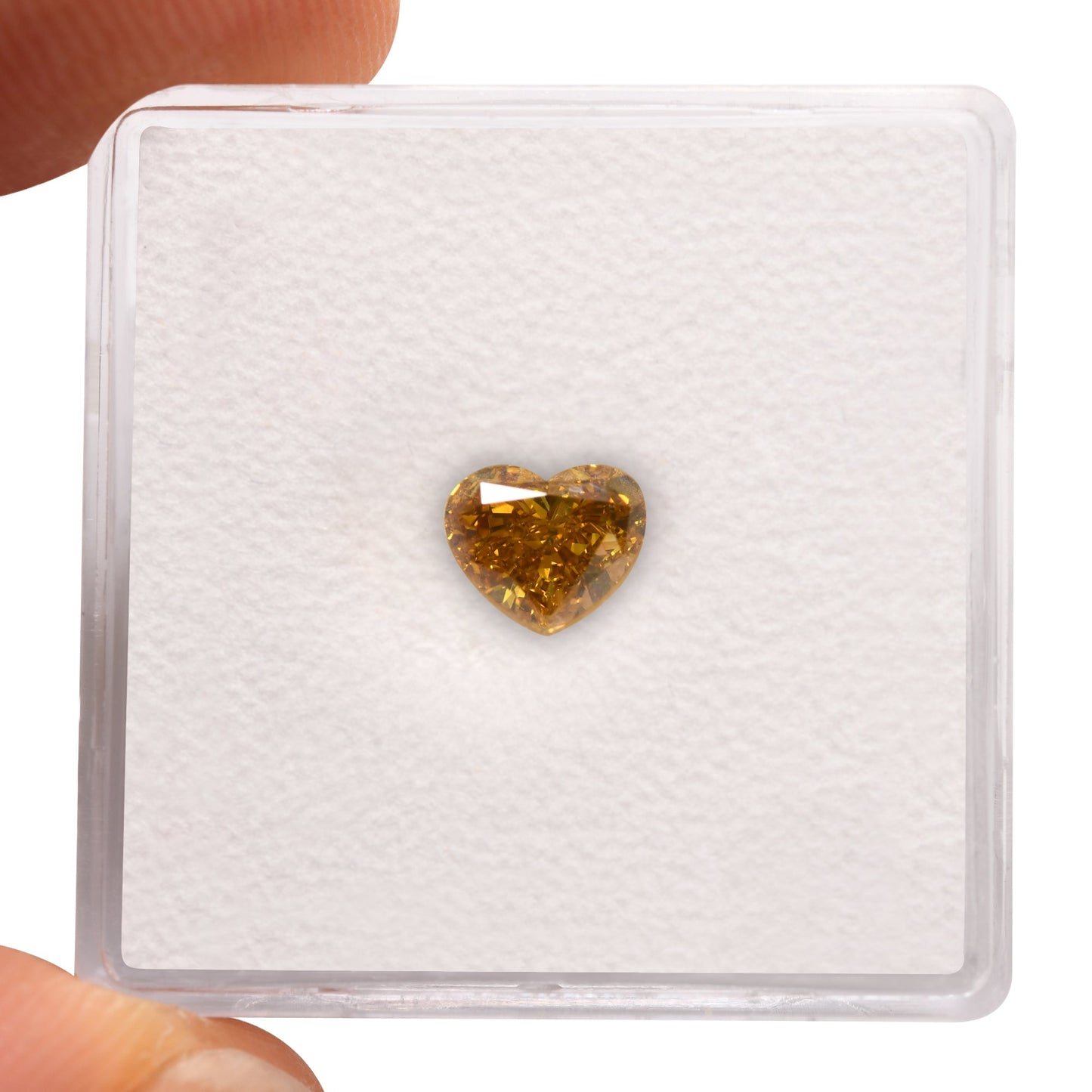 0.84 Carat Fancy Deep Brownish Orangy Yellow HEART Diamond VS2 GIA