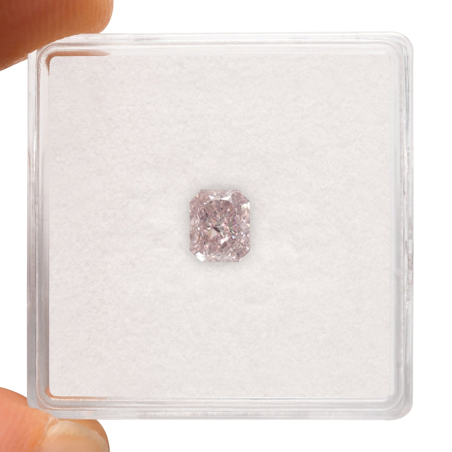 0.66 Carat Fancy Light Orangy Pink Radiant Diamond VS1 GIA