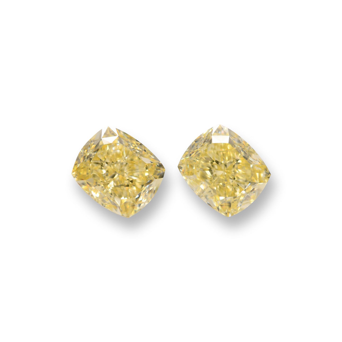 2,48 Karat Fancy Light Yellow Cushion Diamonds VS2