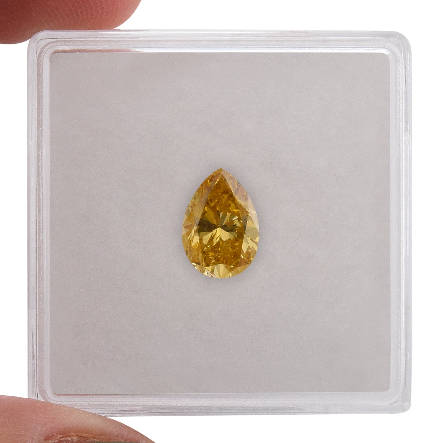 1.01 Carat Fancy Deep Orangy Yellow Pear Diamond (I1) GIA